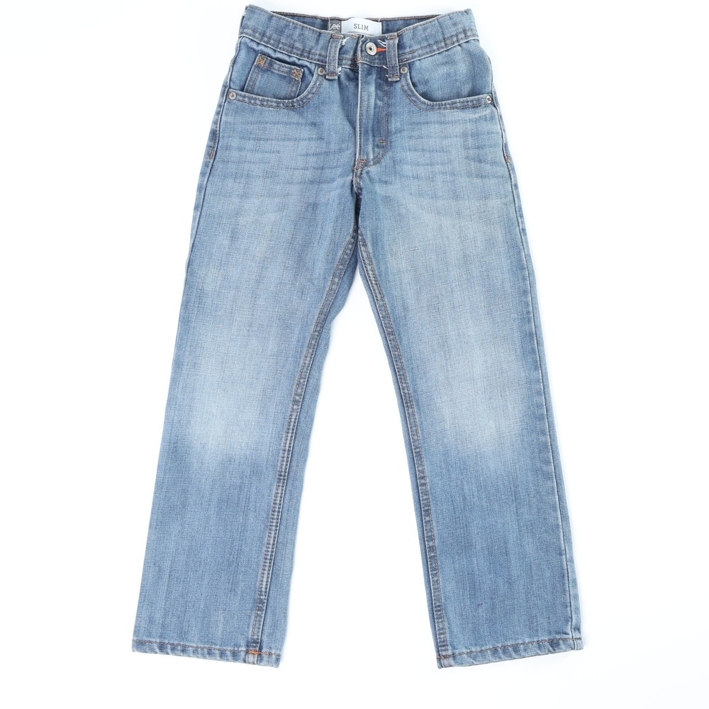 Lee Dungarees Boys Slim Fit Jeans Medium Wash Blue Size 7 Slim Adjustable Waist